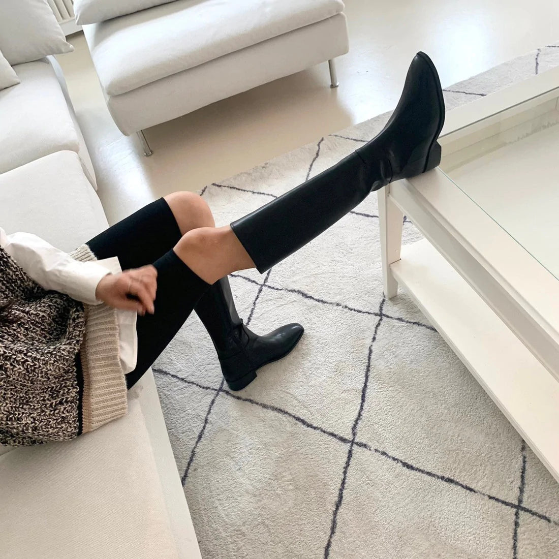 Vegan Leather Long Boots
