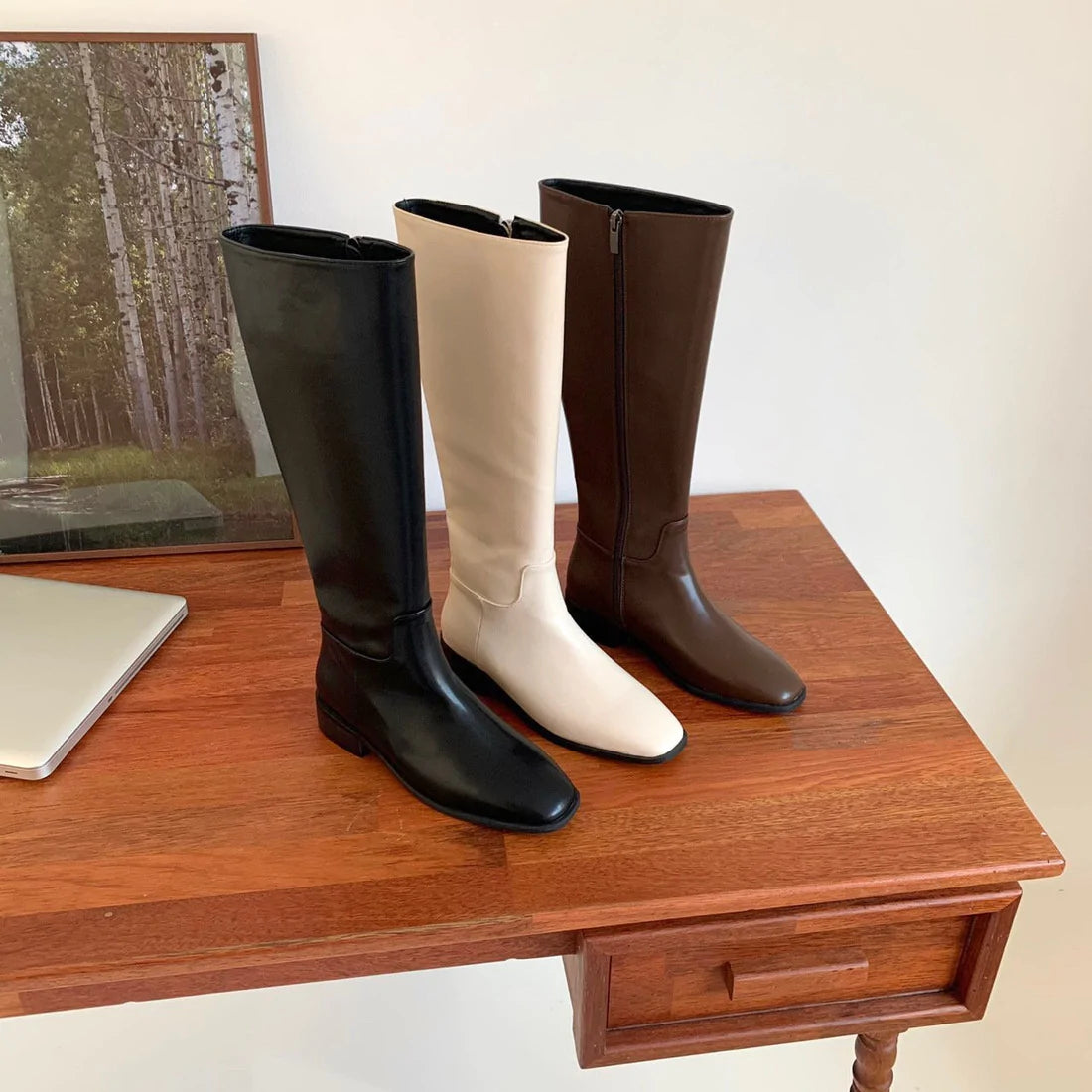 Vegan Leather Long Boots