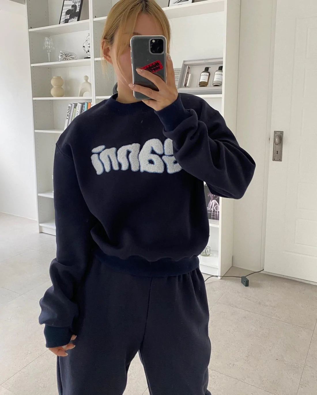 Boucle Patch Cropped Sweatshirt