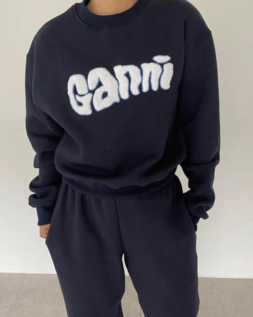 Boucle Patch Cropped Sweatshirt