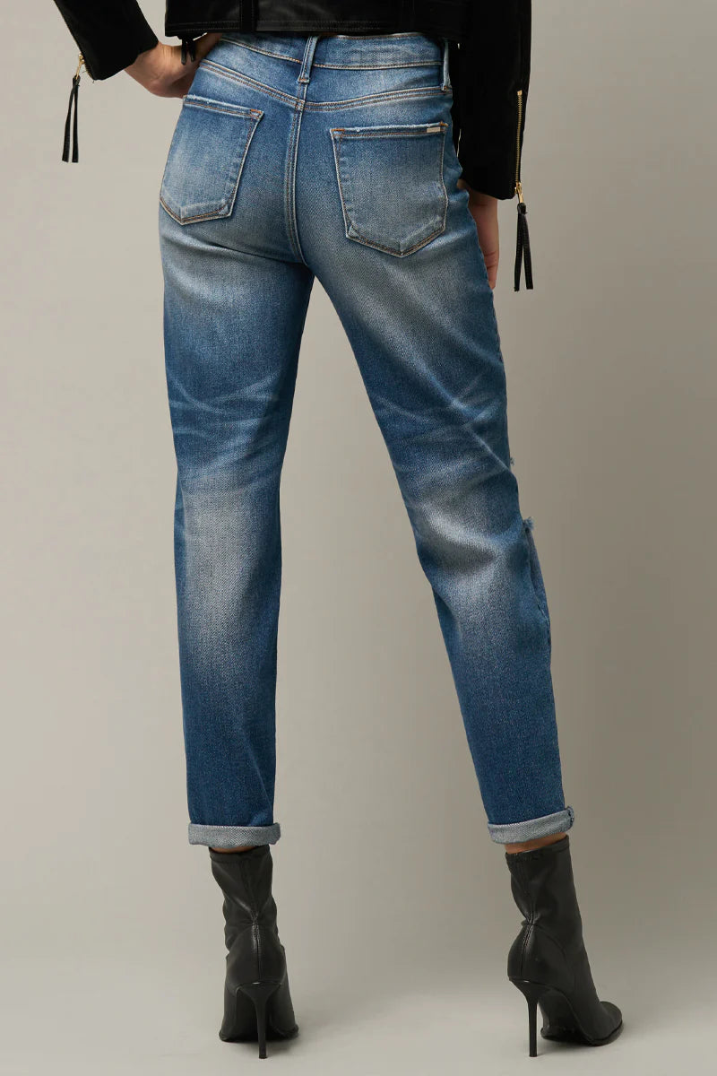 Dark Wash Girlfriend Stretched Jeans
