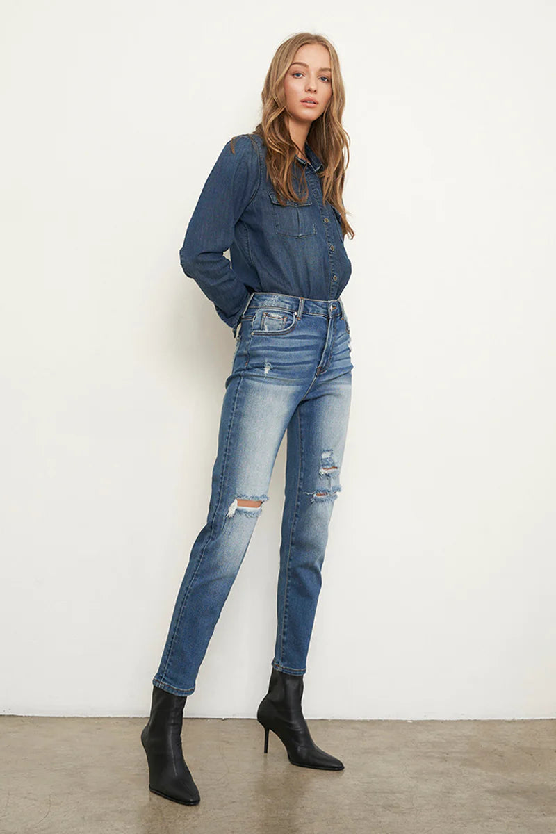 High Rise Girlfriend Stretched Jeans