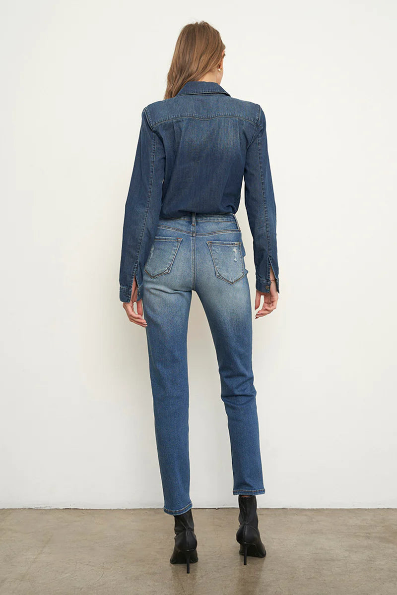 High Rise Girlfriend Stretched Jeans