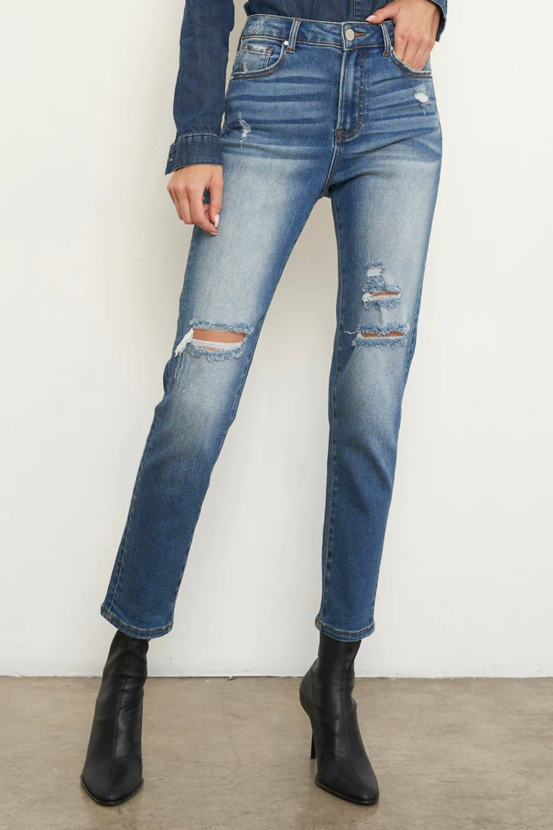 High Rise Girlfriend Stretched Jeans