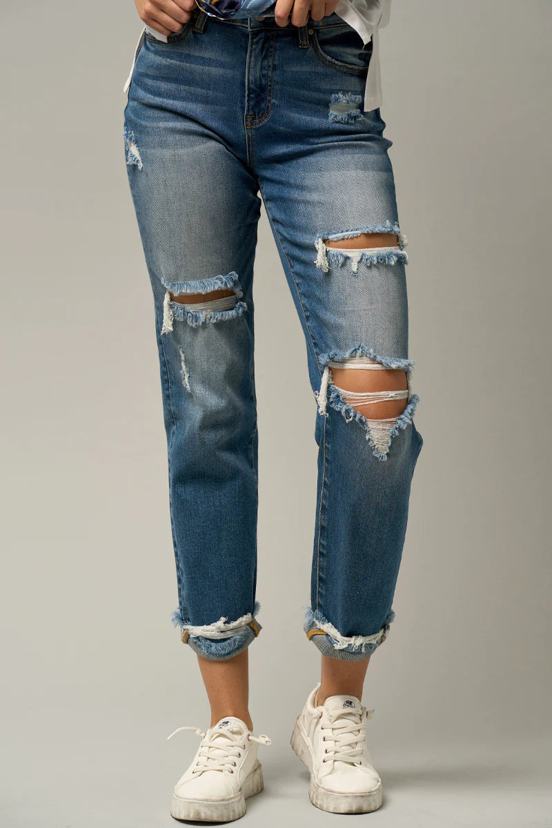 Mid Rise Boyfriend Jeans
