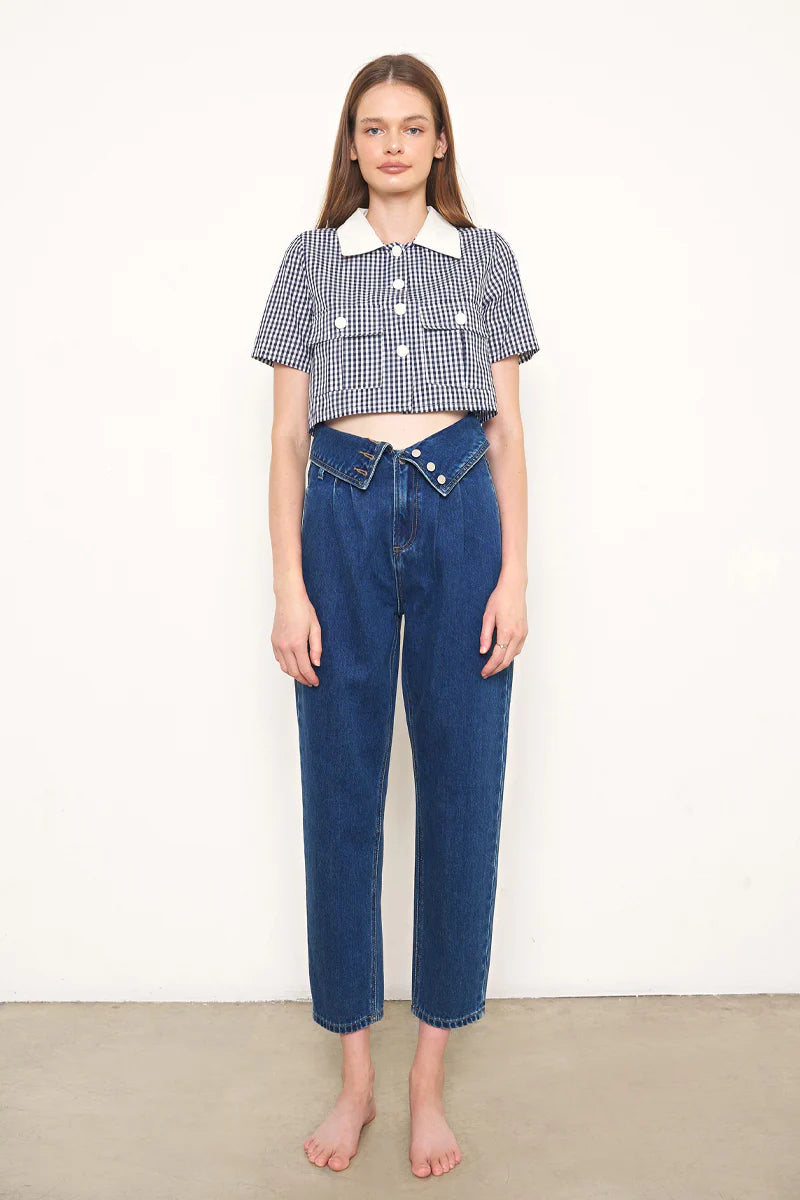 Insane High Rise Flap Waisted Relaxed Jeans