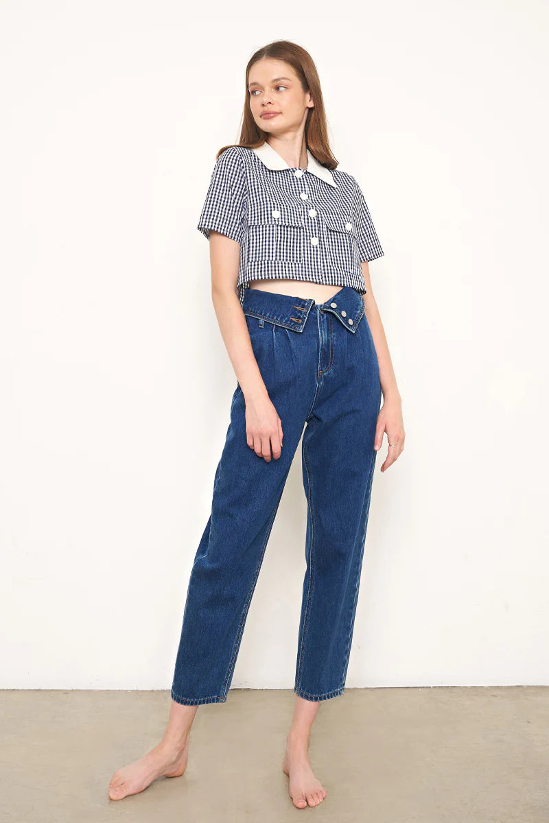 Insane High Rise Flap Waisted Relaxed Jeans