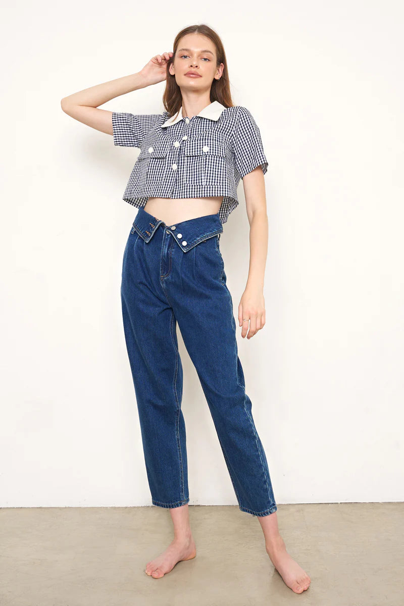 Insane High Rise Flap Waisted Relaxed Jeans