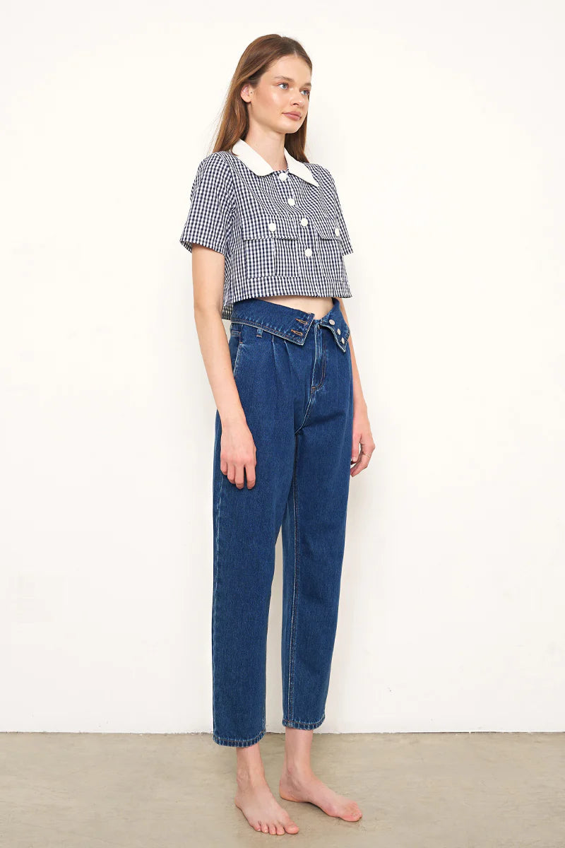 Insane High Rise Flap Waisted Relaxed Jeans