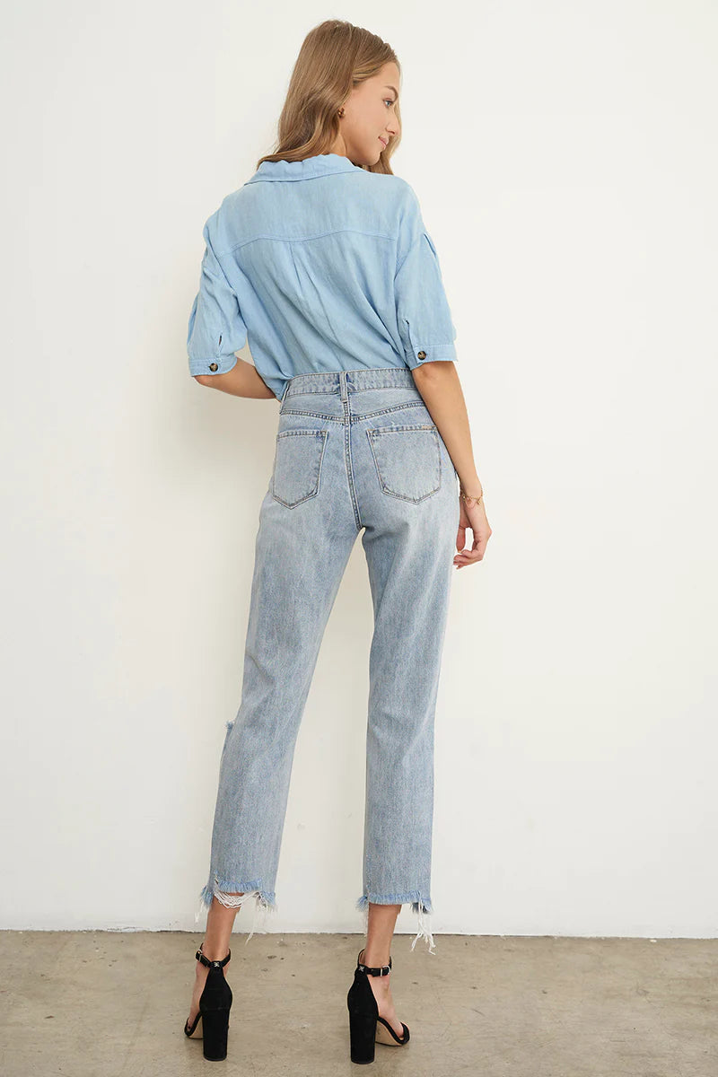 Cropped Slim Straight Jeans