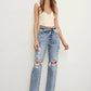 Stonewashed High Waist Ripped Boyfriend Jeans