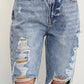Stonewashed High Waist Ripped Boyfriend Jeans