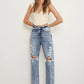 Stonewashed High Waist Ripped Boyfriend Jeans