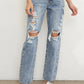 Stonewashed High Waist Ripped Boyfriend Jeans