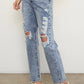 Stonewashed High Waist Ripped Boyfriend Jeans