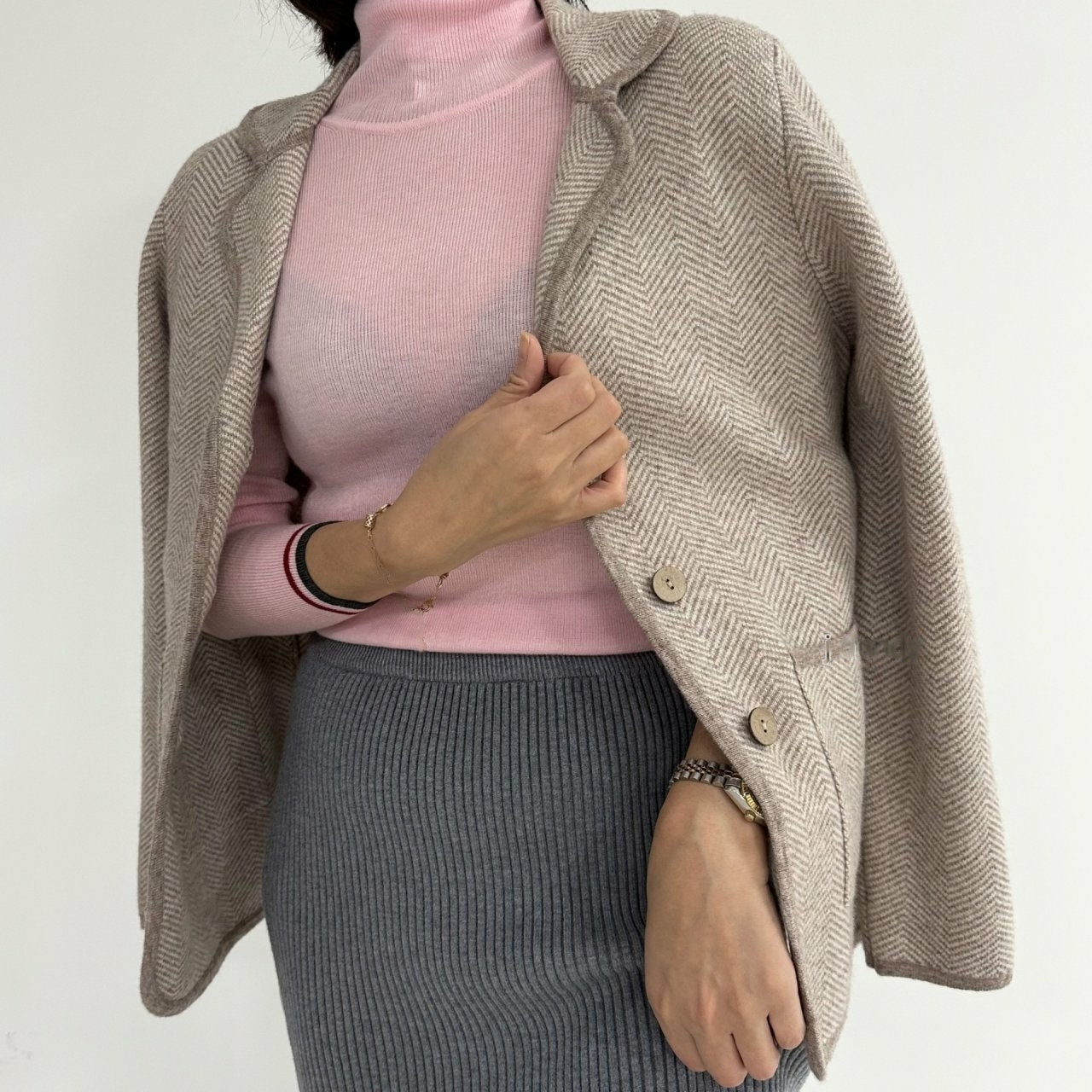 Wool Herringbone-stitch Jacket